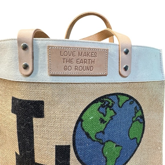 Brighton Limited Edition Jute Tan and Red Love‎ Earth Tote Bag  MSRP $129 - Picture 6 of 16